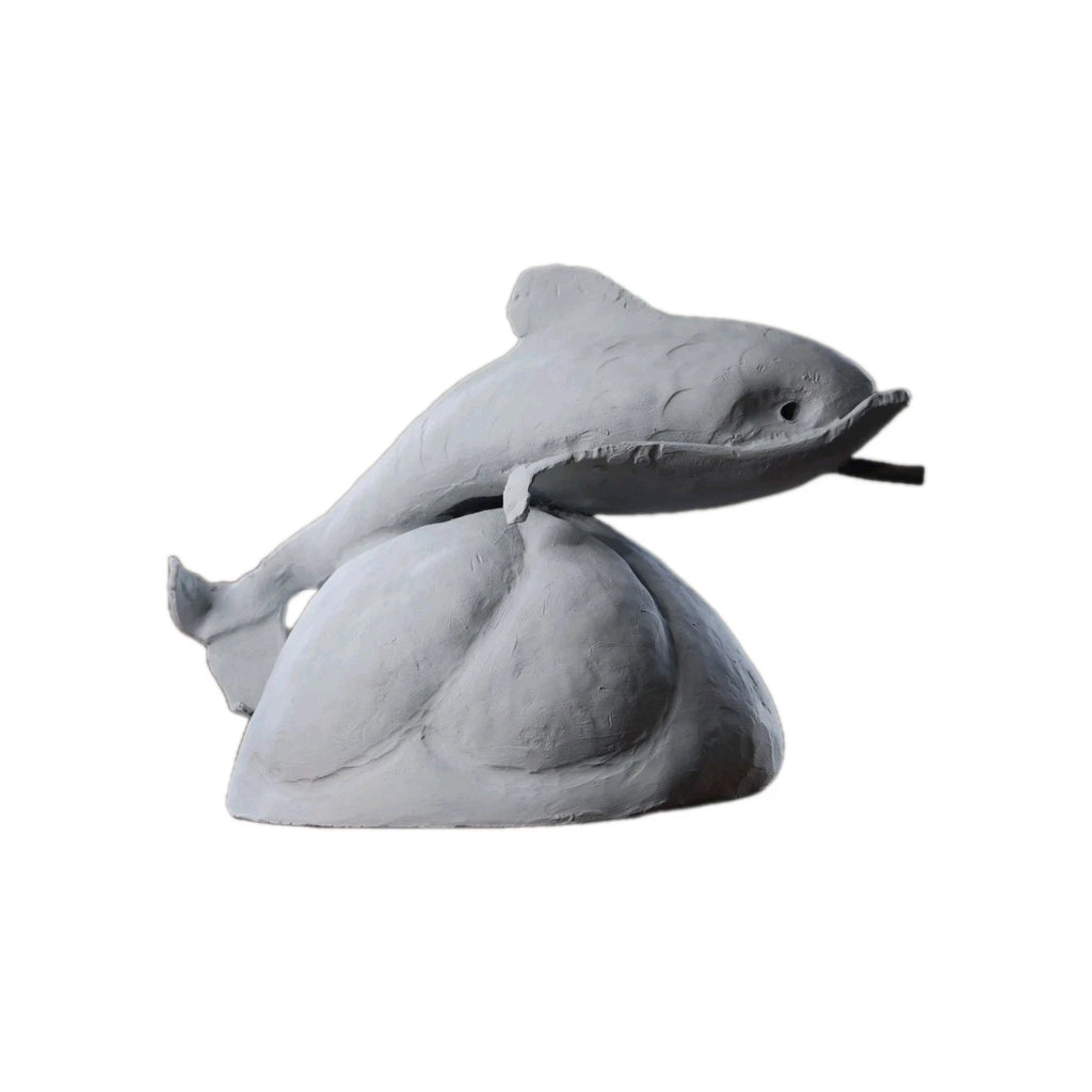 Vintage Pot Metal Dolphin Sculpture Statue/Garden Hose Water System Built In