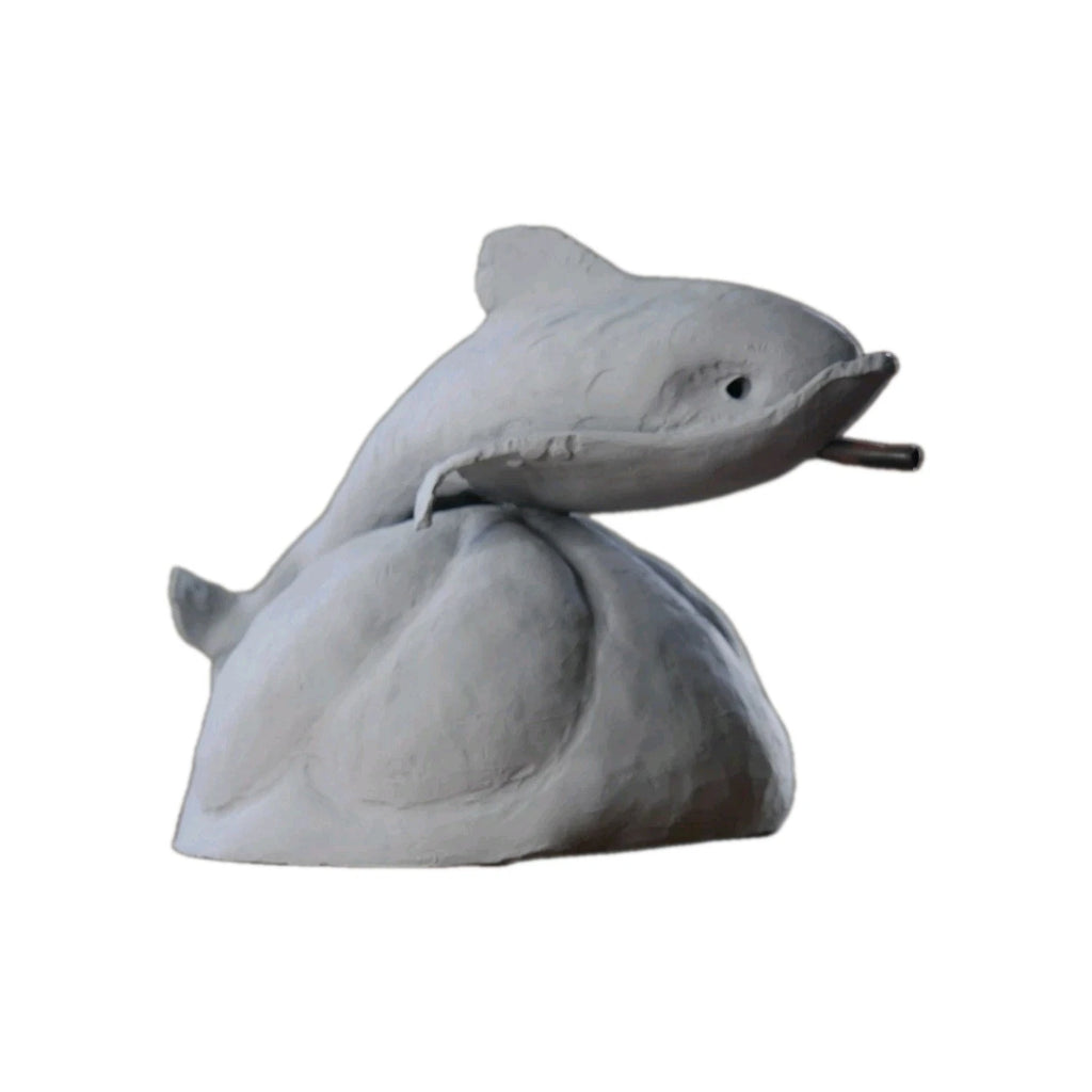 Vintage Pot Metal Dolphin Sculpture Statue/Garden Hose Water System Built In