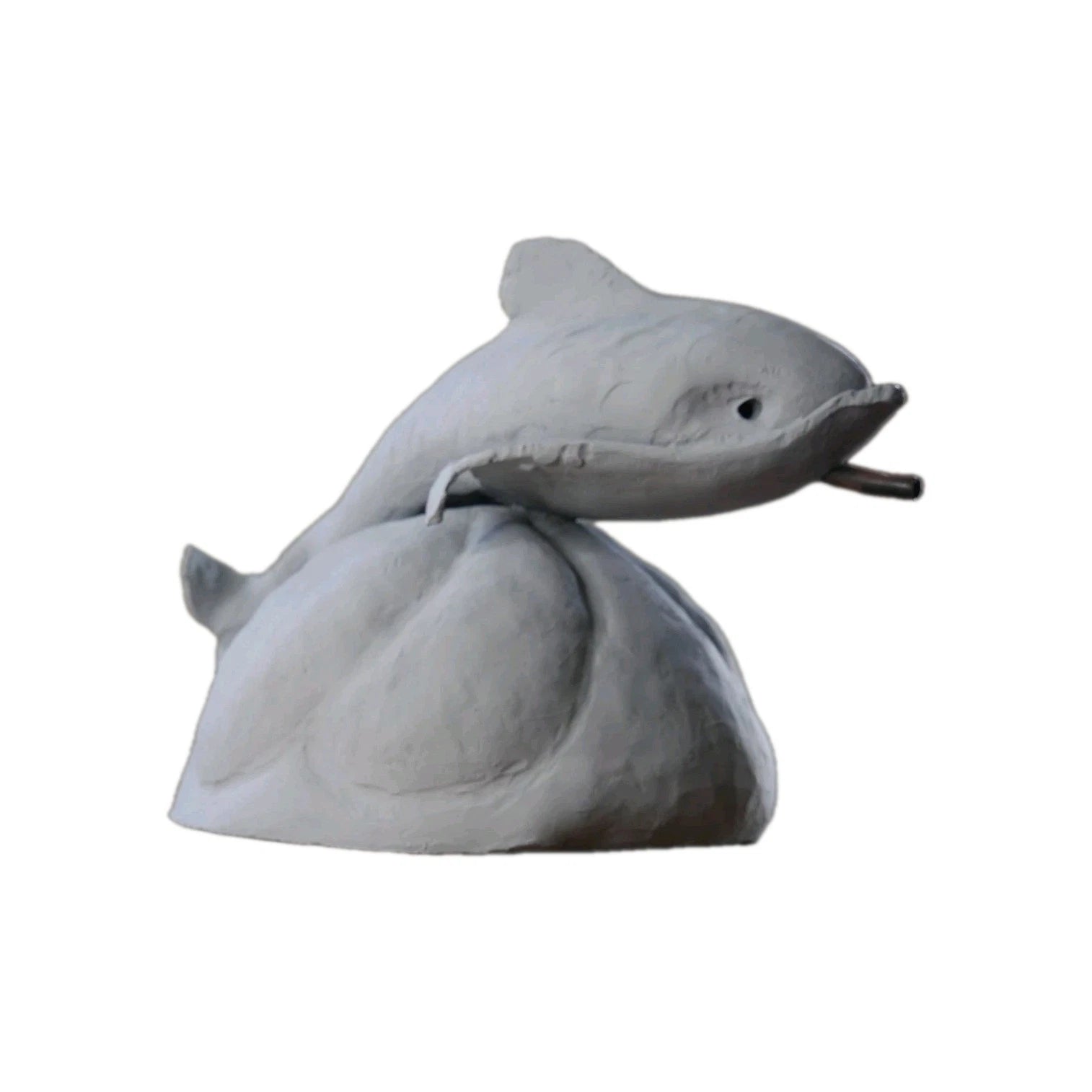 Vintage Pot Metal Dolphin Sculpture Statue/Garden Hose Water System Built In