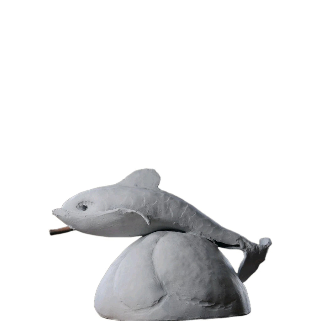 Vintage Pot Metal Dolphin Sculpture Statue/Garden Hose Water System Built In