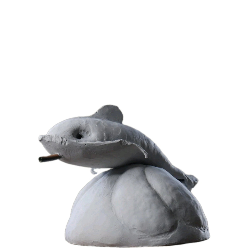 Vintage Pot Metal Dolphin Sculpture Statue/Garden Hose Water System Built In