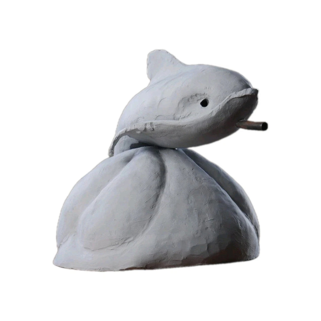 Vintage Pot Metal Dolphin Sculpture Statue/Garden Hose Water System Built In