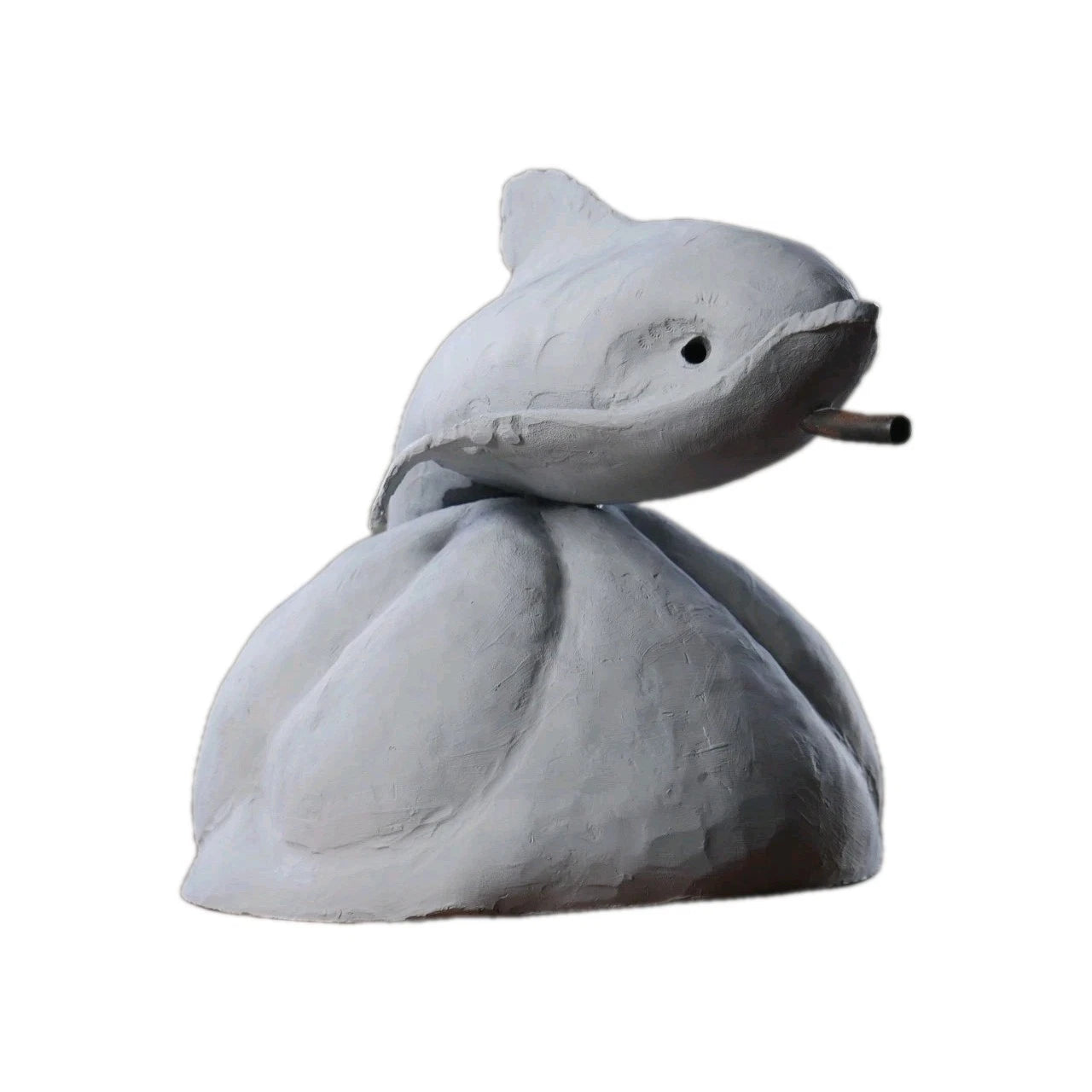 Vintage Pot Metal Dolphin Sculpture Statue/Garden Hose Water System Built In