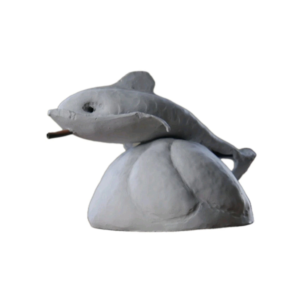 Vintage Pot Metal Dolphin Sculpture Statue/Garden Hose Water System Built In