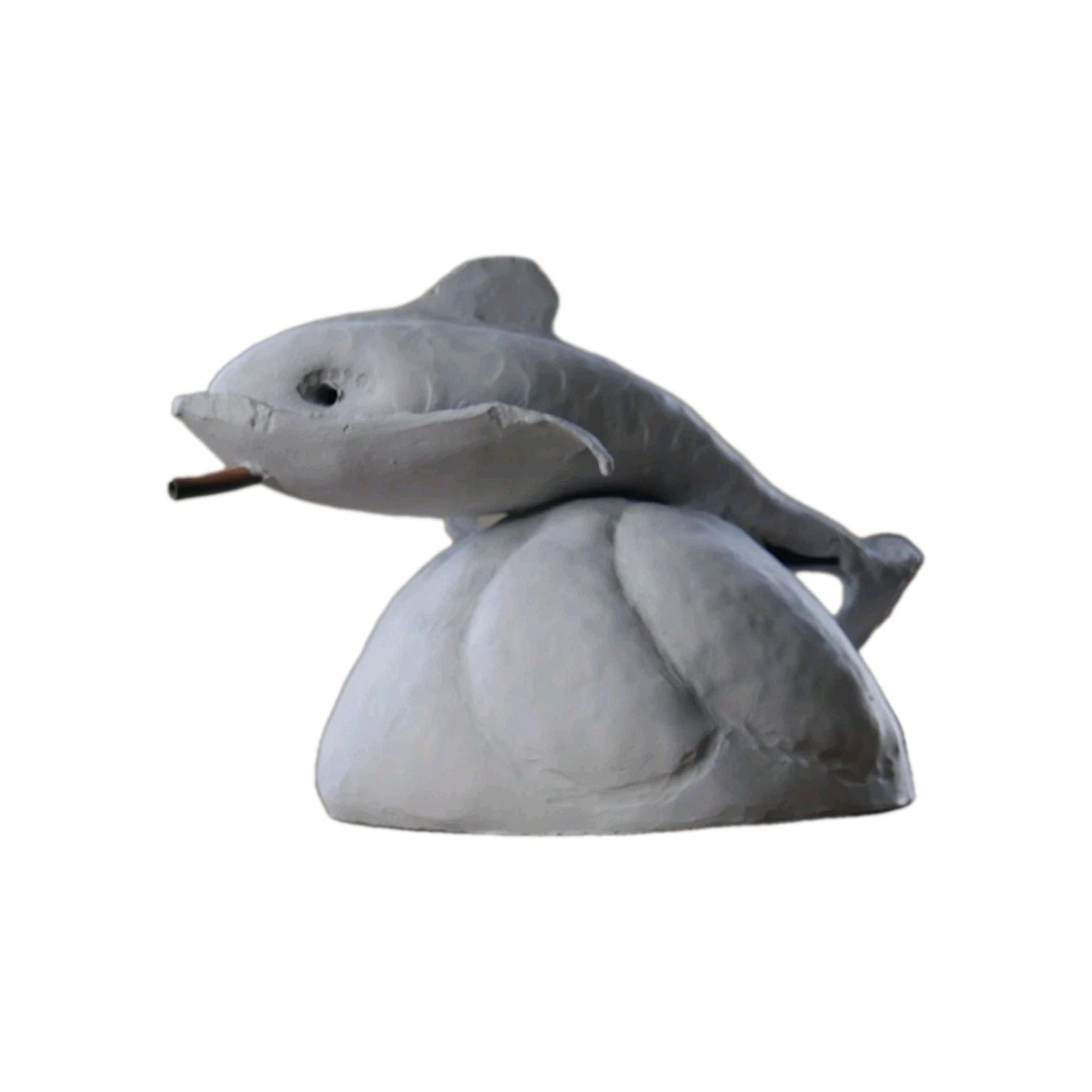 Vintage Pot Metal Dolphin Sculpture Statue/Garden Hose Water System Built In