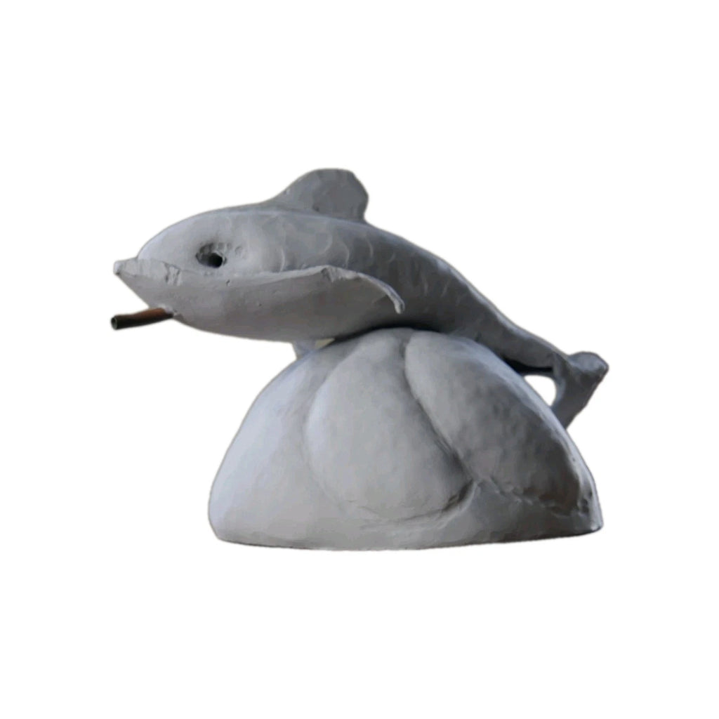 Vintage Pot Metal Dolphin Sculpture Statue/Garden Hose Water System Built In